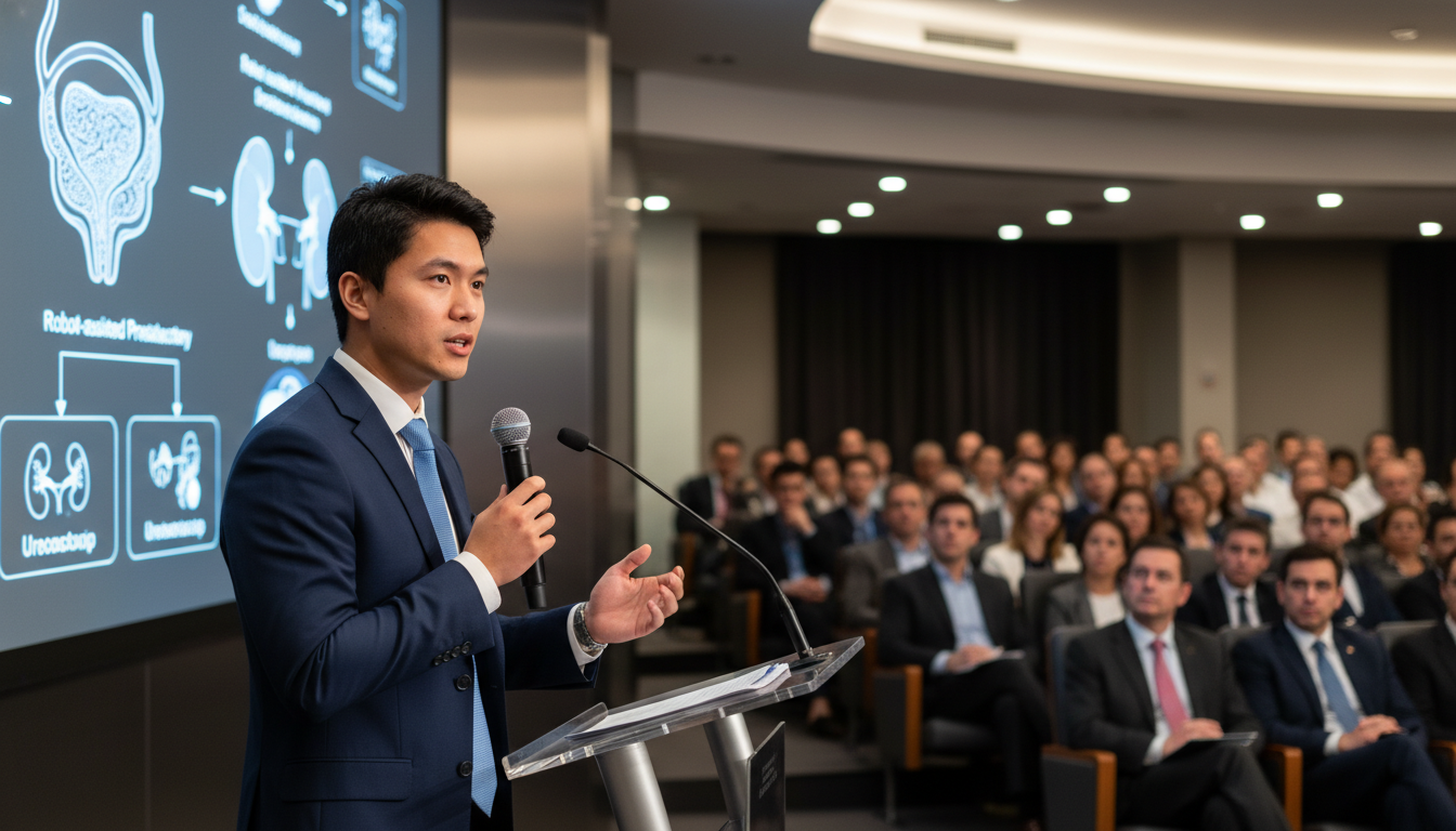 IMG student asking questions at a urology conference presentation IMG student asking questions at a urology conference presentation - non-US citizen IMG for Networking in Medicine for Non-US