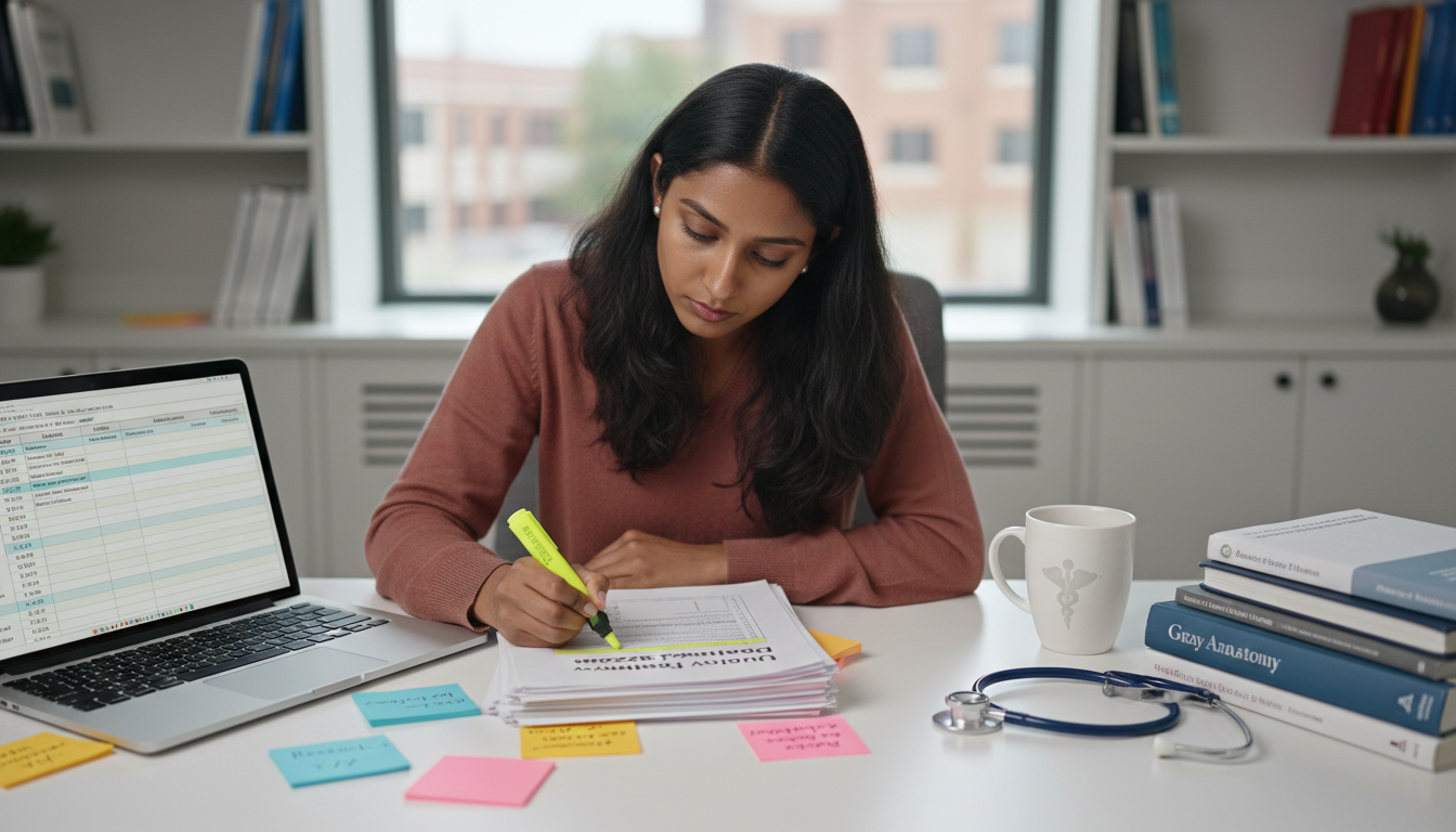 Medical graduate creating a residency program shortlist with notes and laptop Medical graduate creating a residency program shortlist with notes and laptop - non-US citizen IMG for How to Research Progra