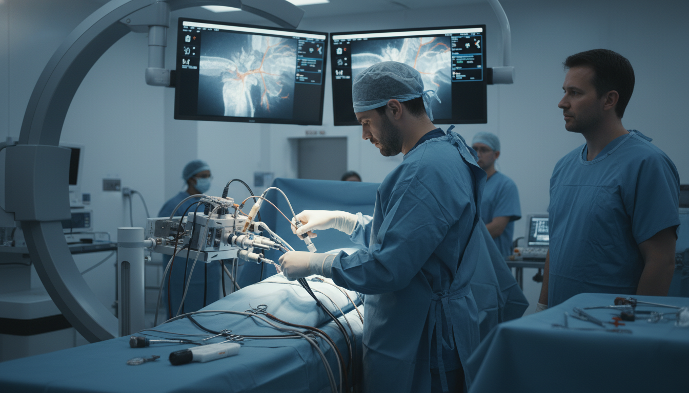 Vascular surgery resident performing an endovascular procedure in a hybrid OR Vascular surgery resident performing an endovascular procedure in a hybrid OR - non-US citizen IMG for Case Volume Evaluation