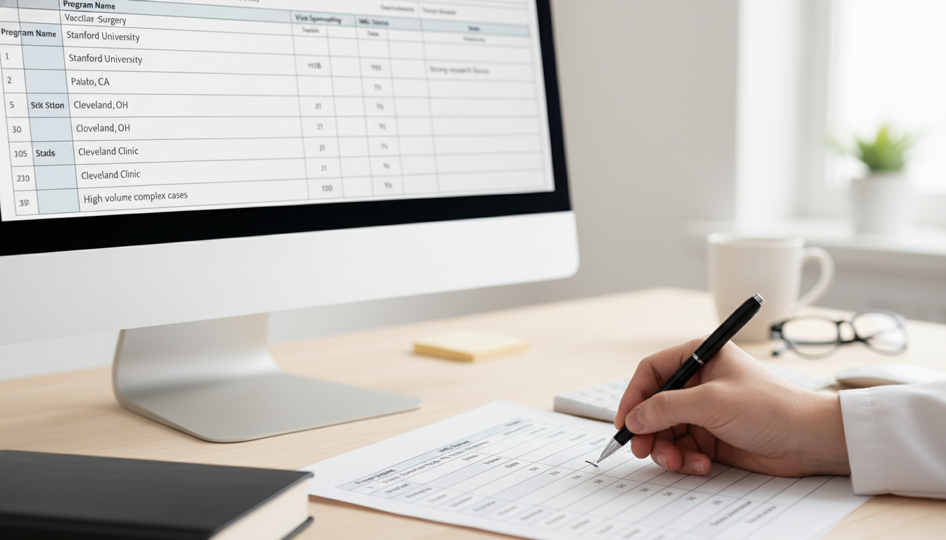 Spreadsheet for vascular surgery residency program research Spreadsheet for vascular surgery residency program research - non-US citizen IMG for How to Research Programs for Non-US Citi