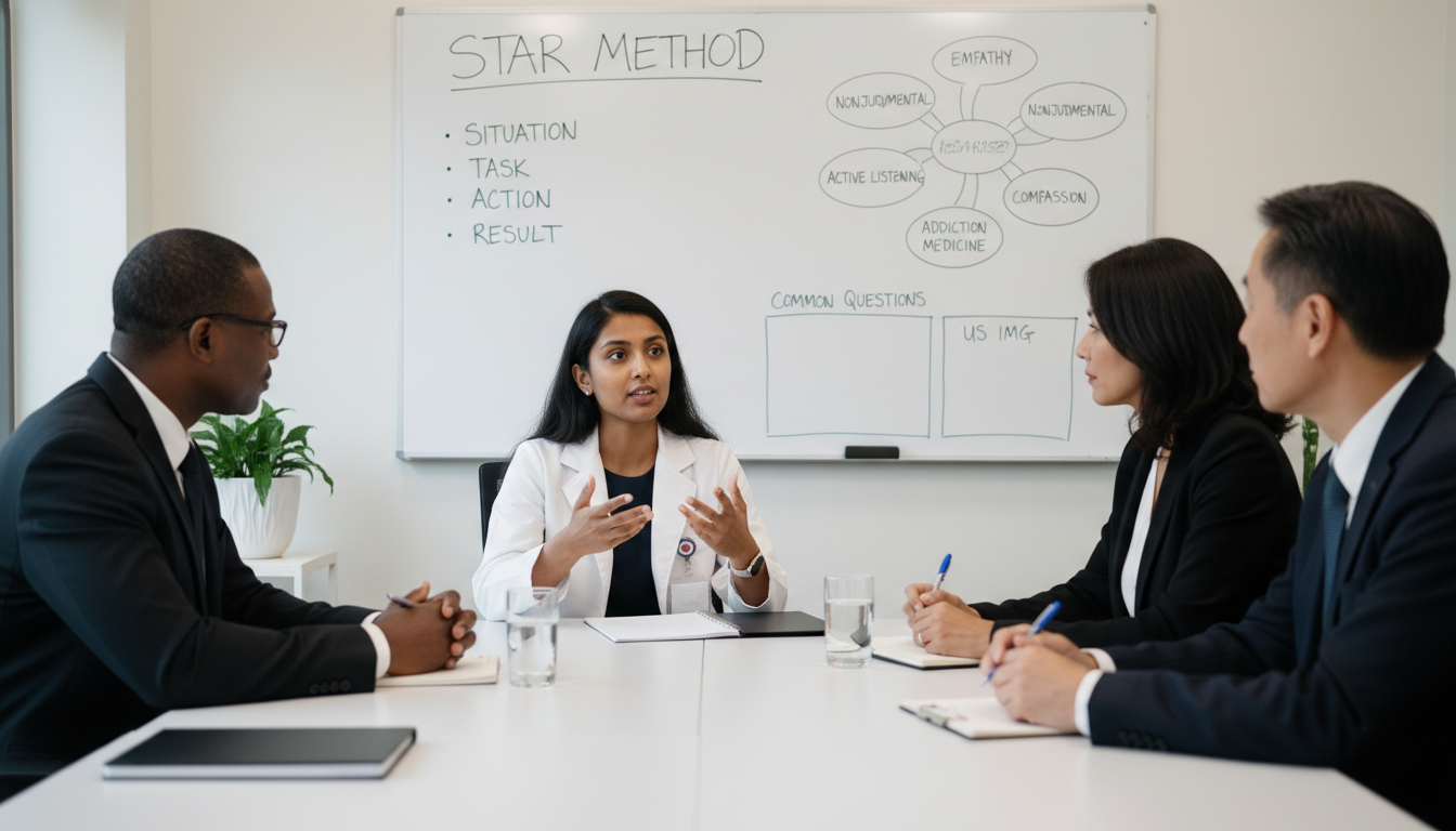 Behavioral interview scenario in addiction medicine residency - US citizen IMG for Common Interview Questions for US Citizen