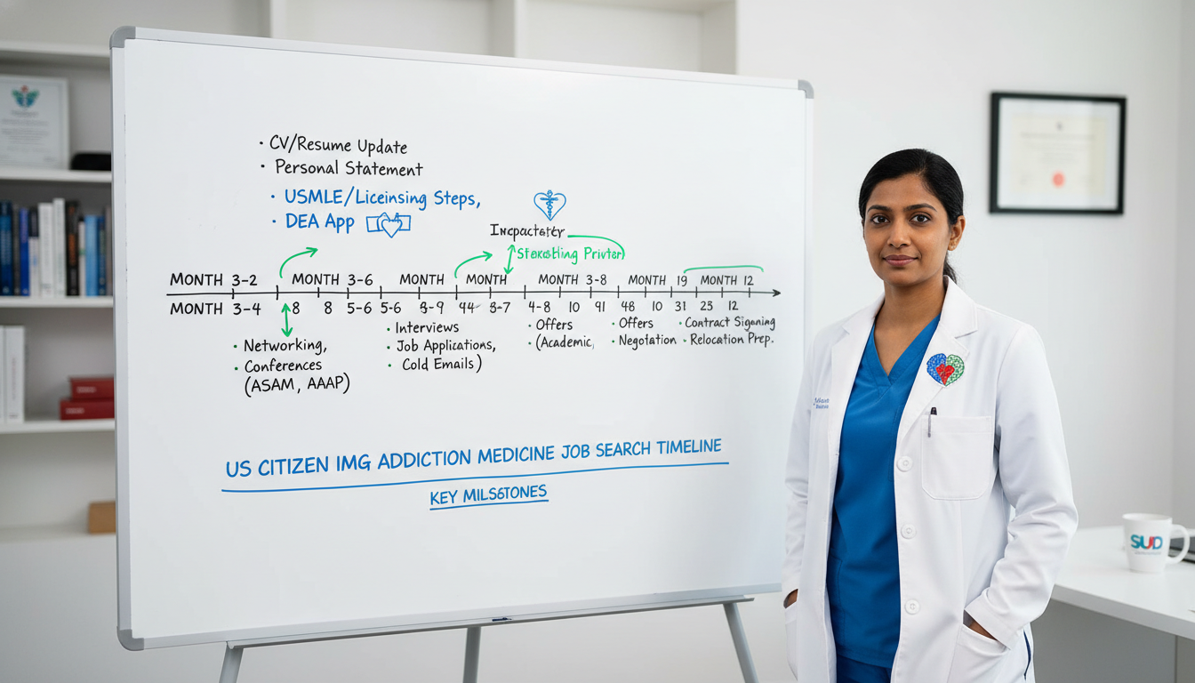 Timeline for addiction medicine job search during fellowship year Timeline for addiction medicine job search during fellowship year - US citizen IMG for Job Search Timing for US Citizen IMG i