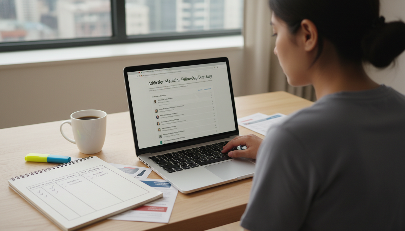 US citizen IMG analyzing addiction medicine training options on laptop US citizen IMG analyzing addiction medicine training options on laptop - US citizen IMG for How to Research Programs for US C