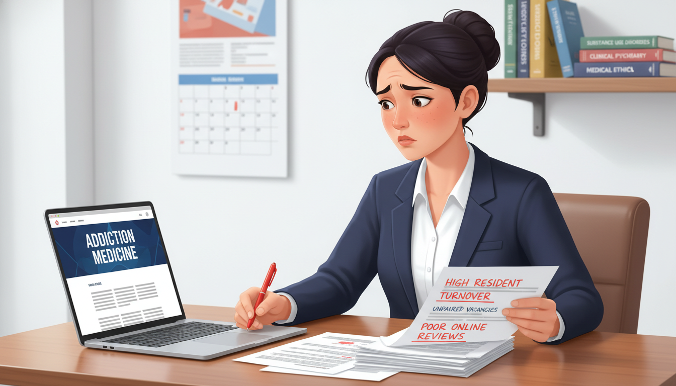 Medical residency applicant reviewing program notes with concern Medical residency applicant reviewing program notes with concern - US citizen IMG for Resident Turnover Warning Signs for US