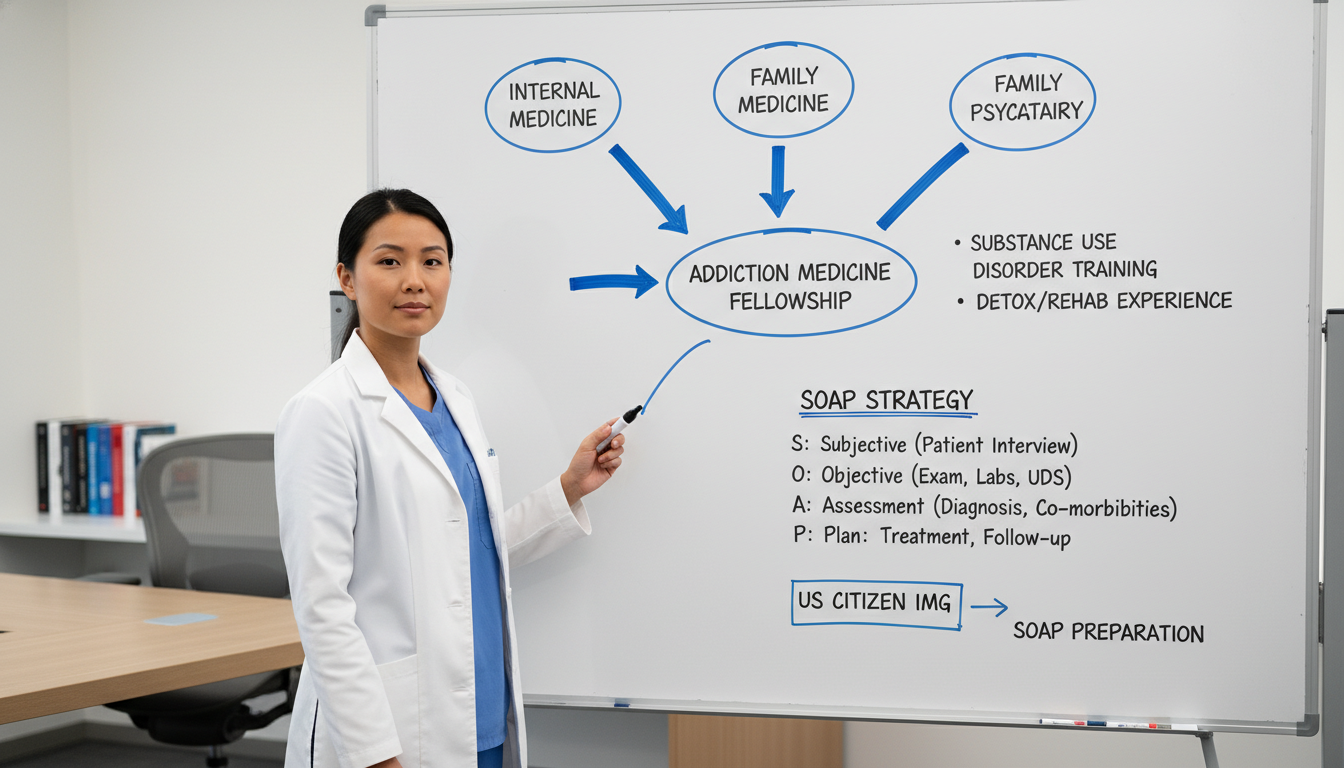 US citizen IMG mapping residency pathways to addiction medicine - US citizen IMG for SOAP Preparation for US Citizen IMG in A