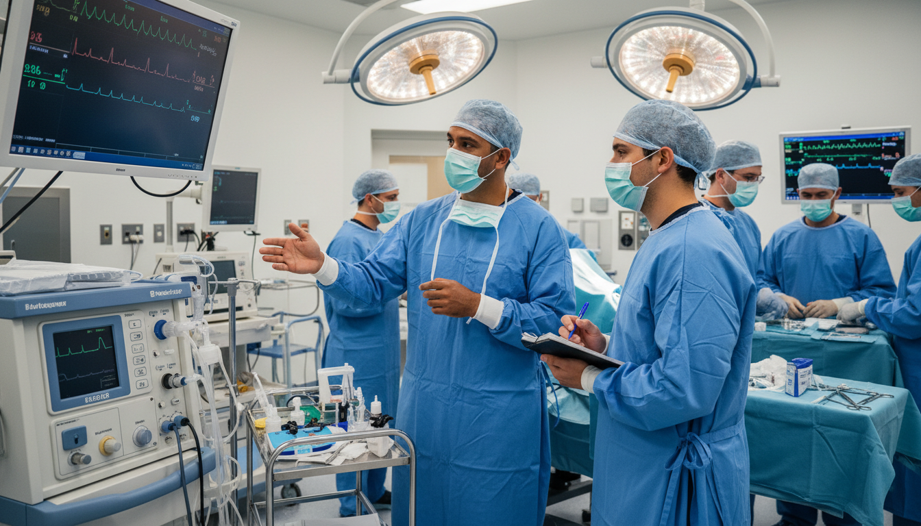 Anesthesiology resident team teaching a visiting student during away rotation Anesthesiology resident team teaching a visiting student during away rotation - US citizen IMG for Away Rotation Strategy for