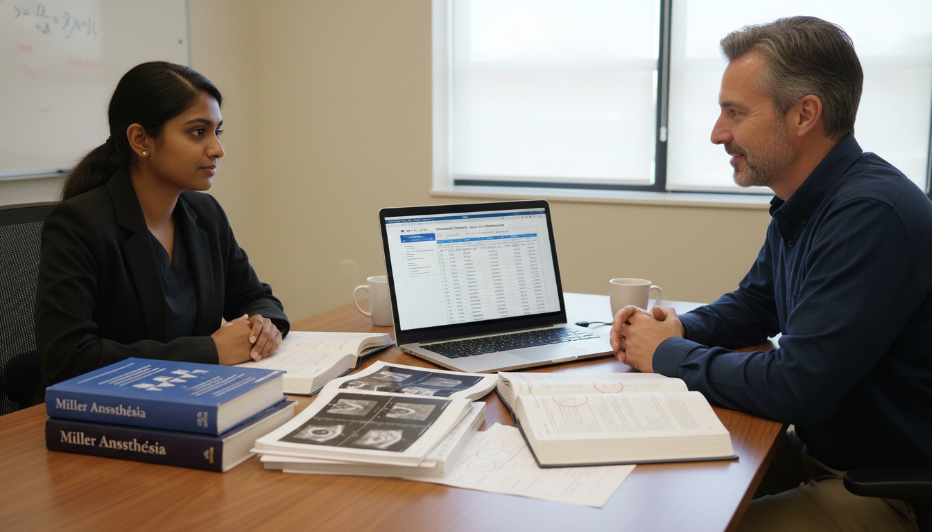 Anesthesiology resident working with mentor on fellowship preparation Anesthesiology resident working with mentor on fellowship preparation - US citizen IMG for Fellowship Preparation for US Citi