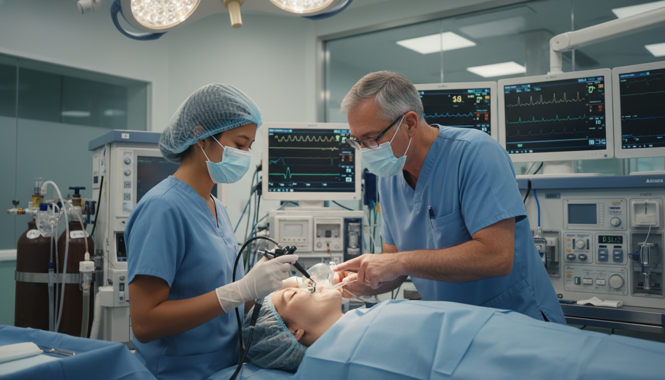 Anesthesiology resident performing a procedure under supervision in the operating room - US citizen IMG for Questions to Ask