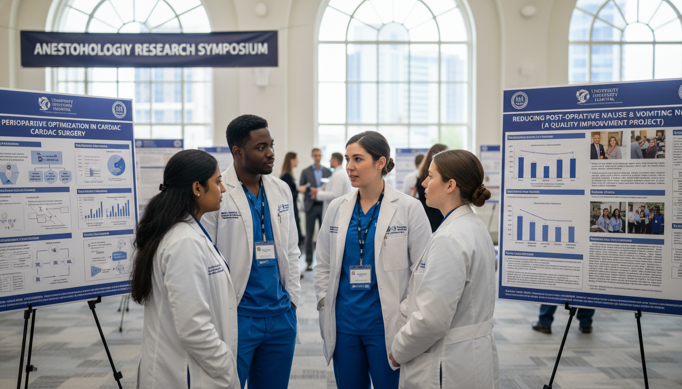 Anesthesiology residents presenting research at a conference Anesthesiology residents presenting research at a conference - US citizen IMG for Research During Residency for US Citizen IM