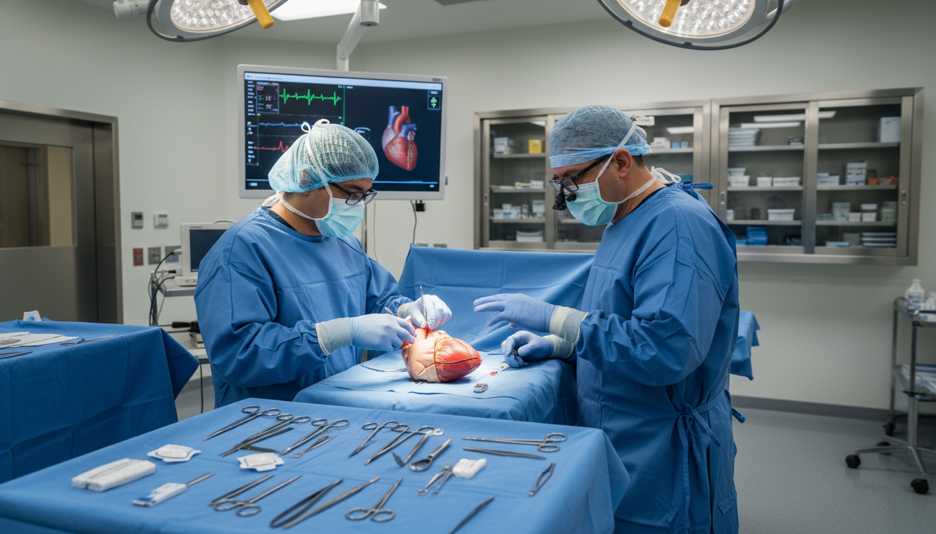 Cardiothoracic surgery resident performing a coronary anastomosis under supervision - US citizen IMG for Case Volume Evaluati