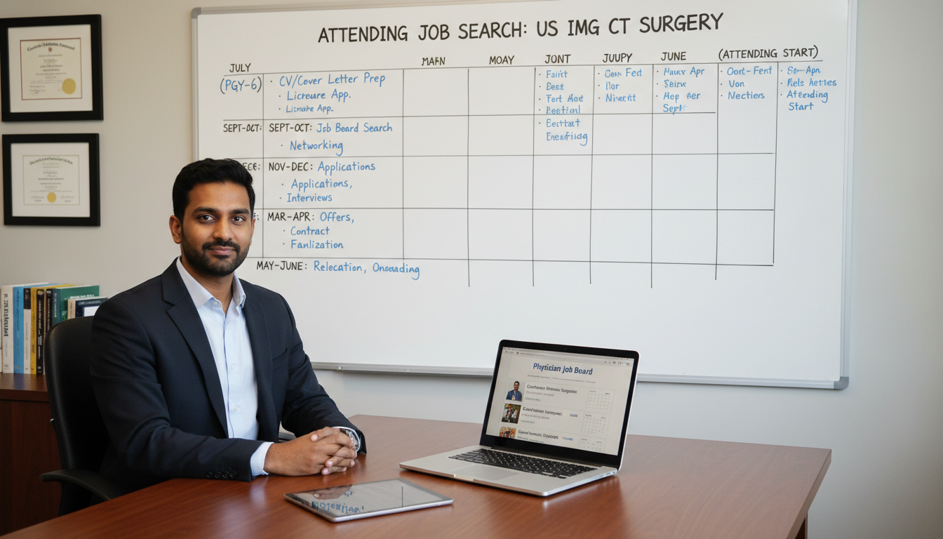 Timeline planning for cardiothoracic surgery attending job search Timeline planning for cardiothoracic surgery attending job search - US citizen IMG for Job Search Timing for US Citizen IMG i