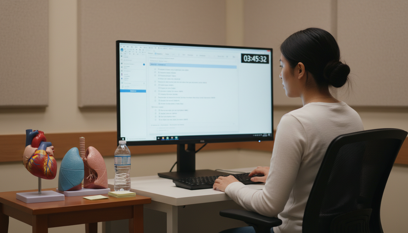 Medical student practicing timed USMLE Step 2 CK exam session Medical student practicing timed USMLE Step 2 CK exam session - US citizen IMG for USMLE Step 2 CK Preparation for US Citizen