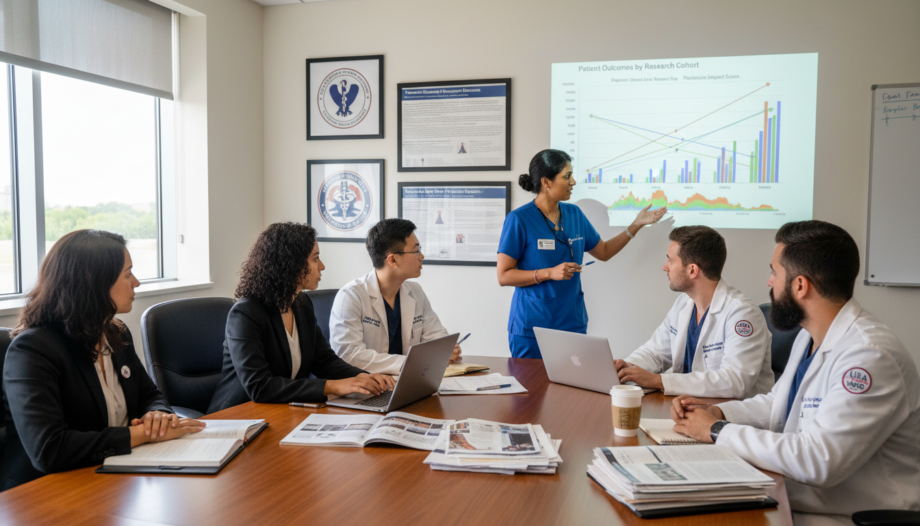 Residents collaborating on an Emergency Medicine-Internal Medicine research project - US citizen IMG for Research During Resi