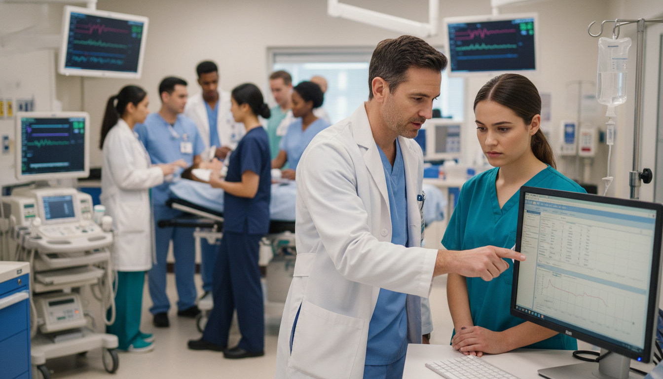 Emergency medicine attending mentoring a US citizen IMG during a clinical shift Emergency medicine attending mentoring a US citizen IMG during a clinical shift - US citizen IMG for Letters of Recommendatio