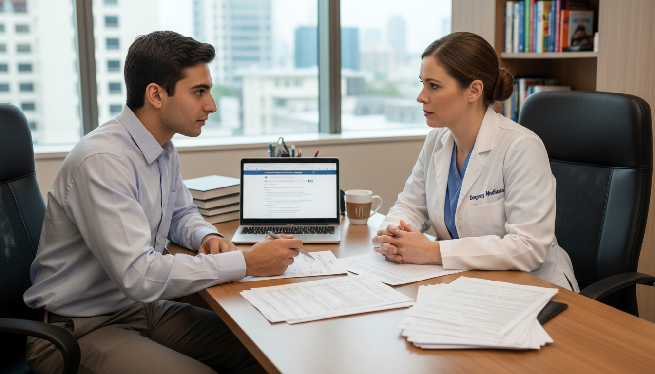 Medical student meeting with an emergency medicine attending to discuss letters of recommendation Medical student meeting with an emergency medicine attending to discuss letters of recommendation - US citizen IMG for Letter