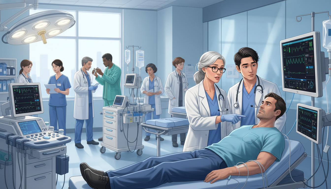 Emergency medicine resident working with attending physician in busy emergency department - US citizen IMG for Low Step Score