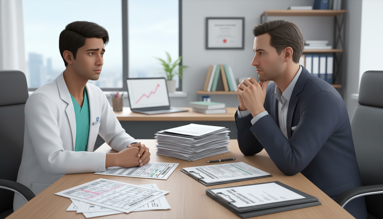 Emergency medicine resident speaking with a mentor about residency challenges Emergency medicine resident speaking with a mentor about residency challenges - US citizen IMG for Resident Turnover Warning