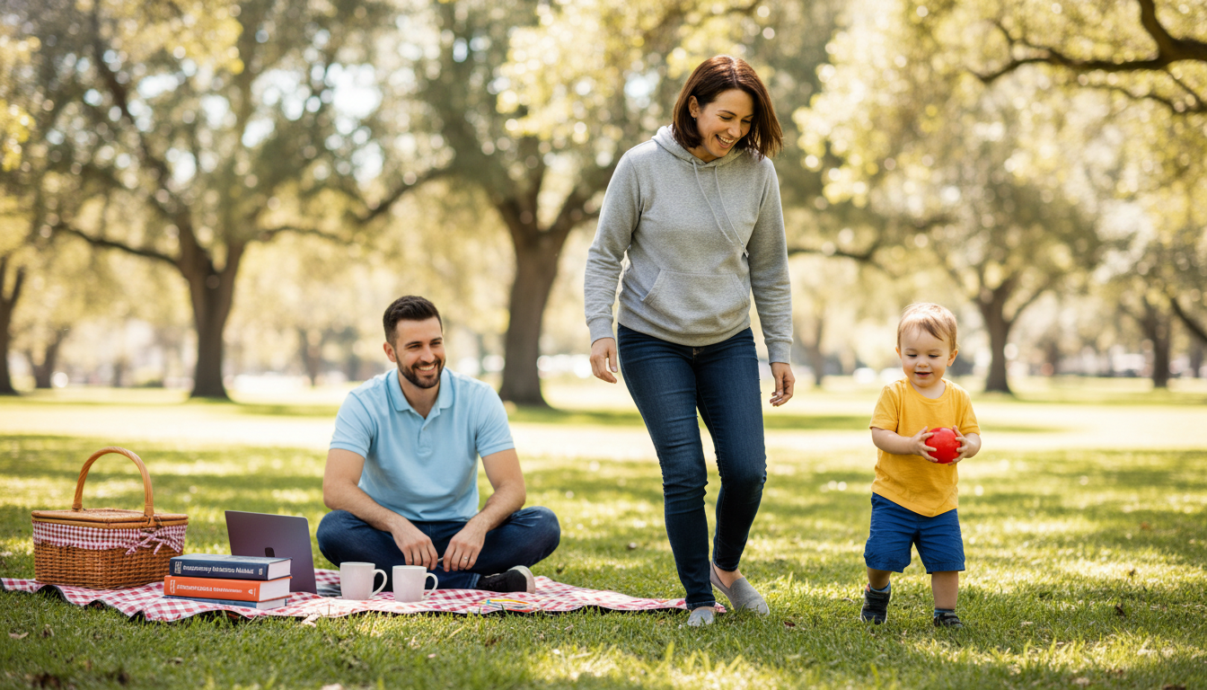 Emergency medicine resident spending quality time with family on day off Emergency medicine resident spending quality time with family on day off - US citizen IMG for Work-Life Balance Assessment fo