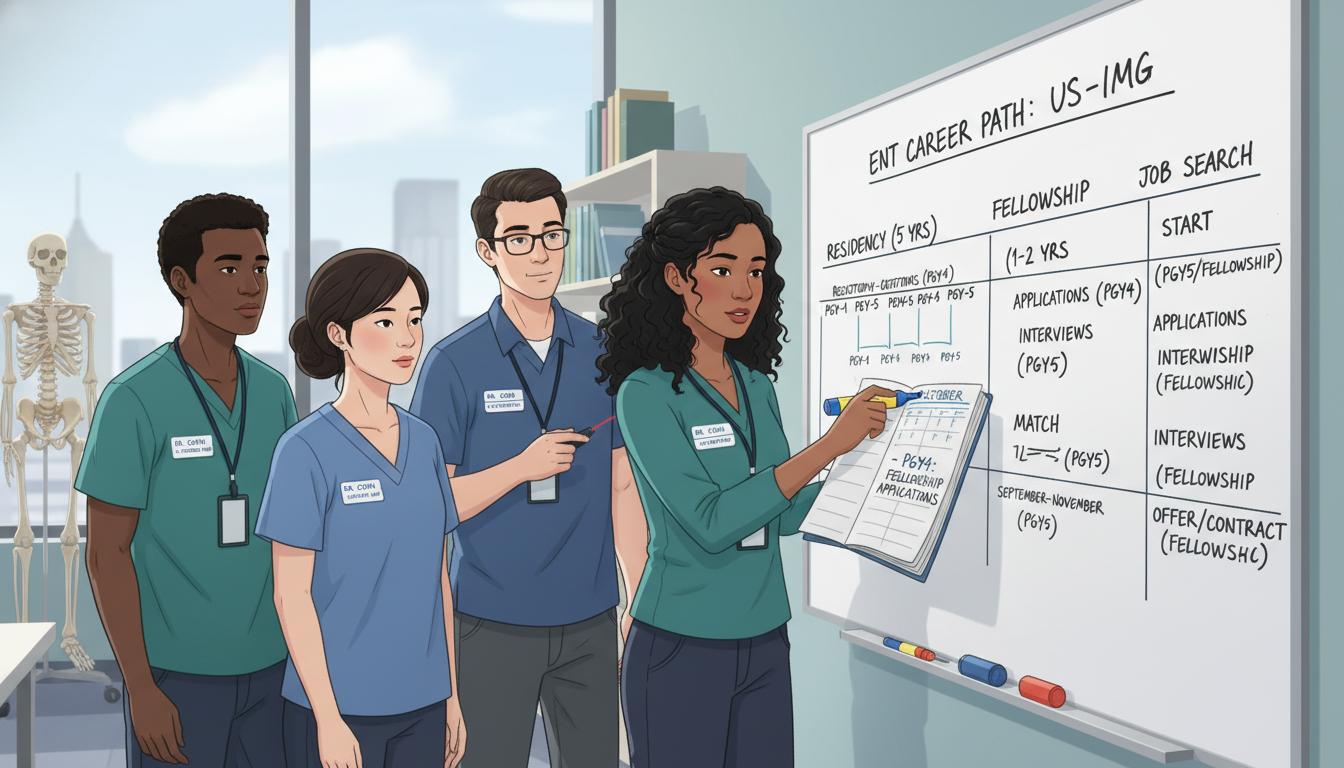 Otolaryngology resident reviewing a multiyear job search timeline Otolaryngology resident reviewing a multiyear job search timeline - US citizen IMG for Job Search Timing for US Citizen IMG i