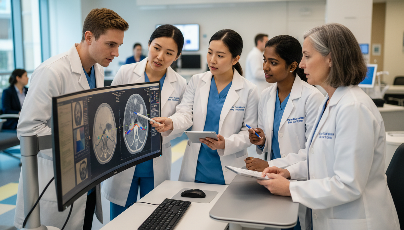 Otolaryngology resident team discussing a complex patient case Otolaryngology resident team discussing a complex patient case - US citizen IMG for Addressing Red Flags for US Citizen IMG i