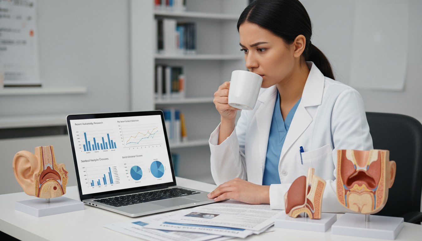 Otolaryngology resident analyzing research data on a laptop Otolaryngology resident analyzing research data on a laptop - US citizen IMG for Research During Residency for US Citizen IMG