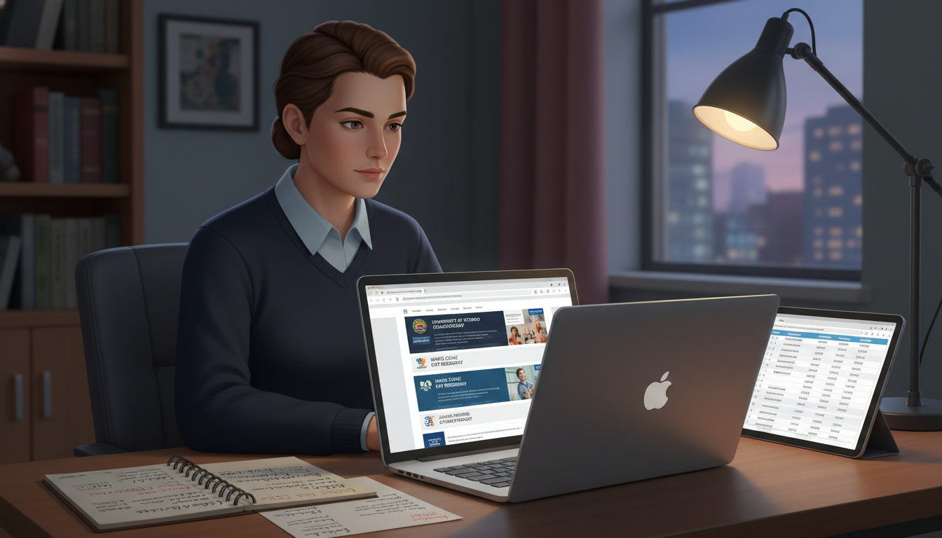 Applicant researching otolaryngology residency programs on laptop Applicant researching otolaryngology residency programs on laptop - US citizen IMG for Resident Turnover Warning Signs for US