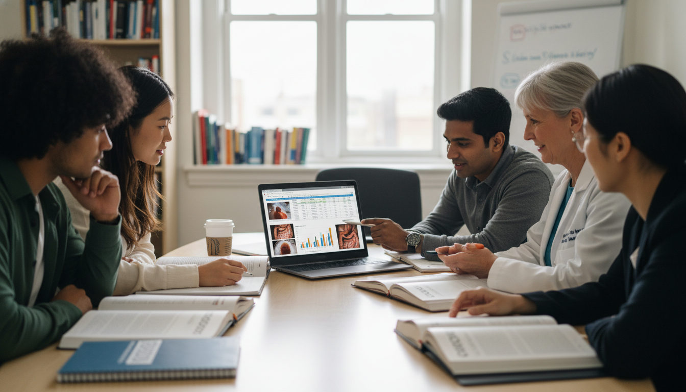 Internal medicine residents working on gastroenterology research project - US citizen IMG for Research During Residency for U