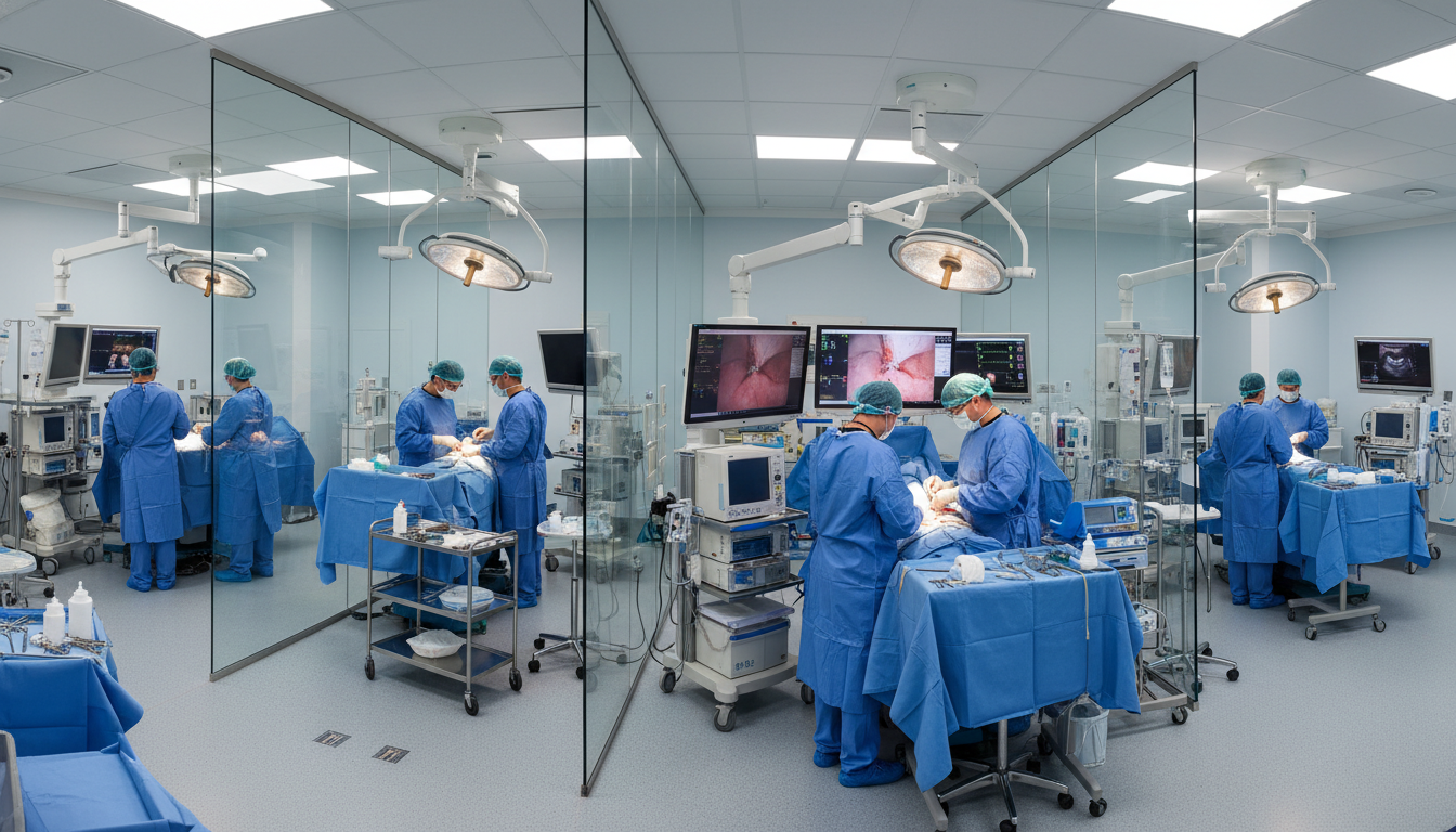 General surgery residents in a busy operating room suite General surgery residents in a busy operating room suite - US citizen IMG for Case Volume Evaluation for US Citizen IMG in Ge