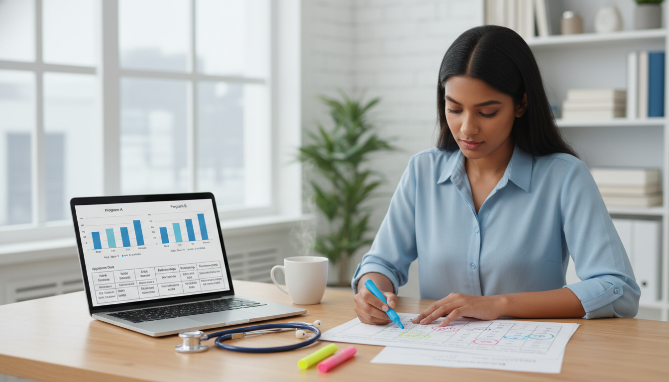 Medical graduate analyzing internal medicine residency program data Medical graduate analyzing internal medicine residency program data - US citizen IMG for How to Research Programs for US Citi