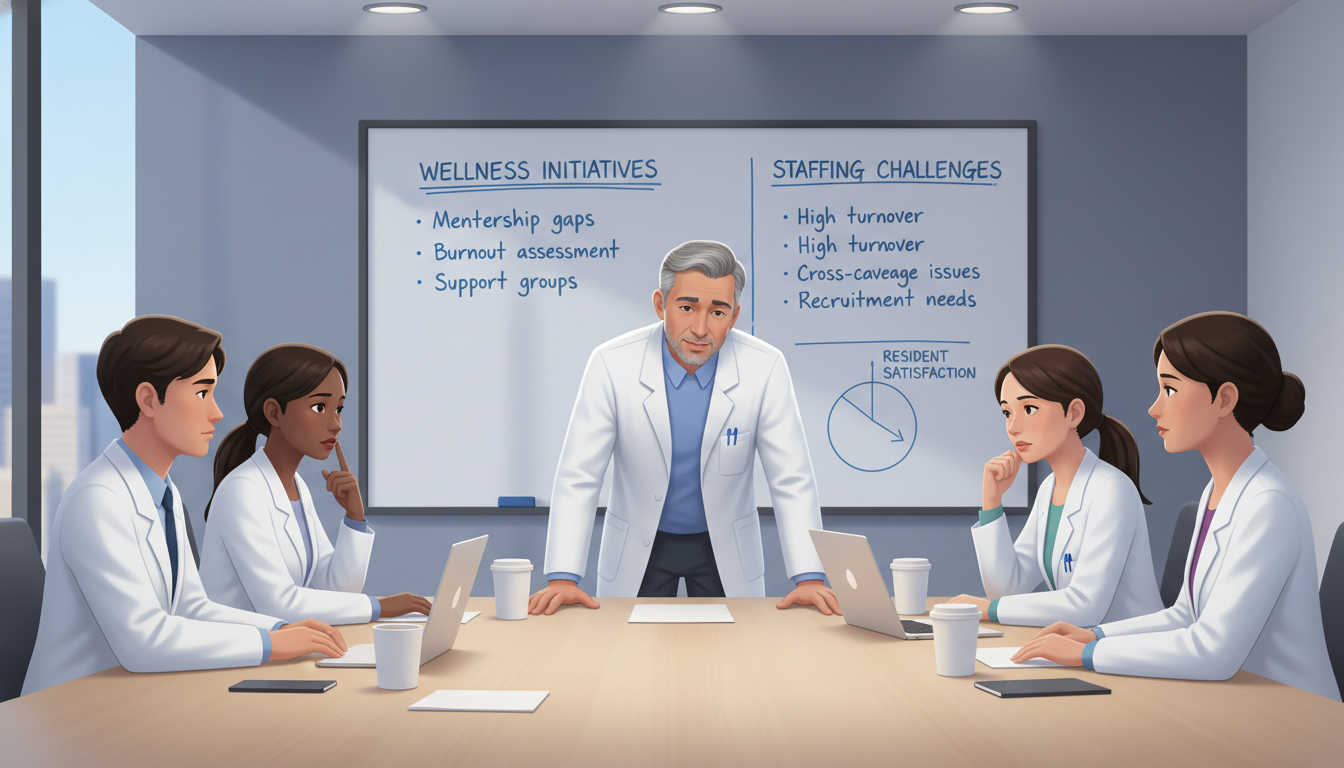 Internal medicine residents and program director in a candid meeting about program issues Internal medicine residents and program director in a candid meeting about program issues - US citizen IMG for Resident Turno