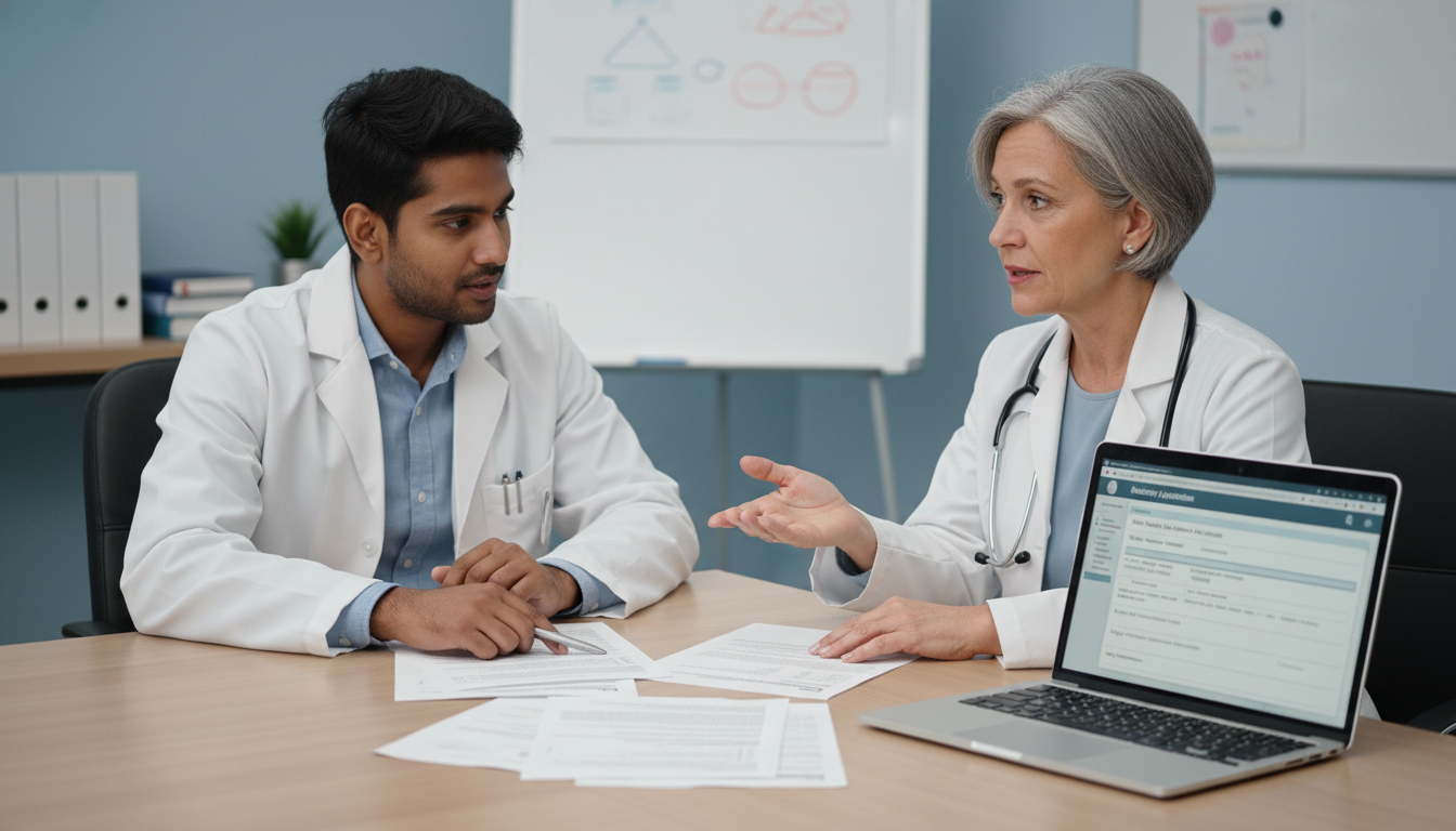 US citizen IMG meeting with mentor about internal medicine residency plan - US citizen IMG for Step Score Strategy for US Cit