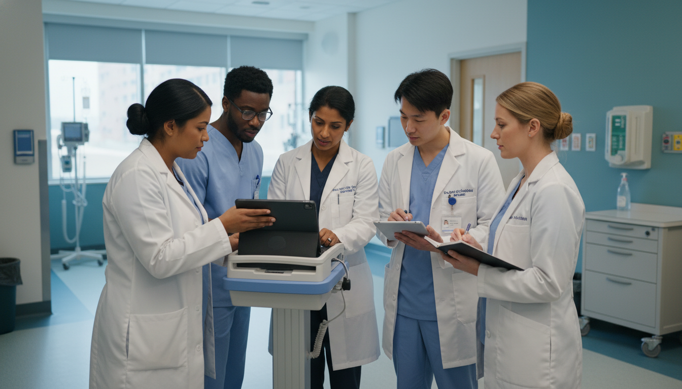 Internal medicine residents during a teaching round Internal medicine residents during a teaching round - US citizen IMG for Work-Life Balance Assessment for US Citizen IMG in I