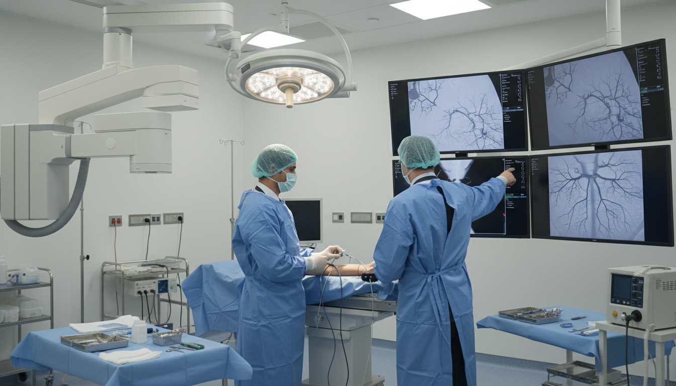 Interventional radiology resident performing a fluoroscopy-guided procedure Interventional radiology resident performing a fluoroscopy-guided procedure - US citizen IMG for Case Volume Evaluation for U