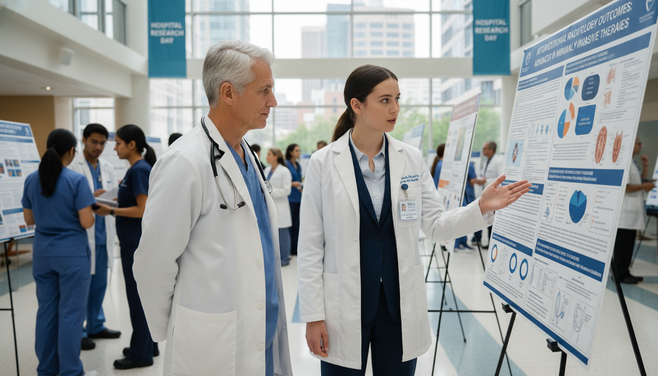 Medical student preparing IR research poster - US citizen IMG for Research Profile Building for US Citizen IMG in Interventio