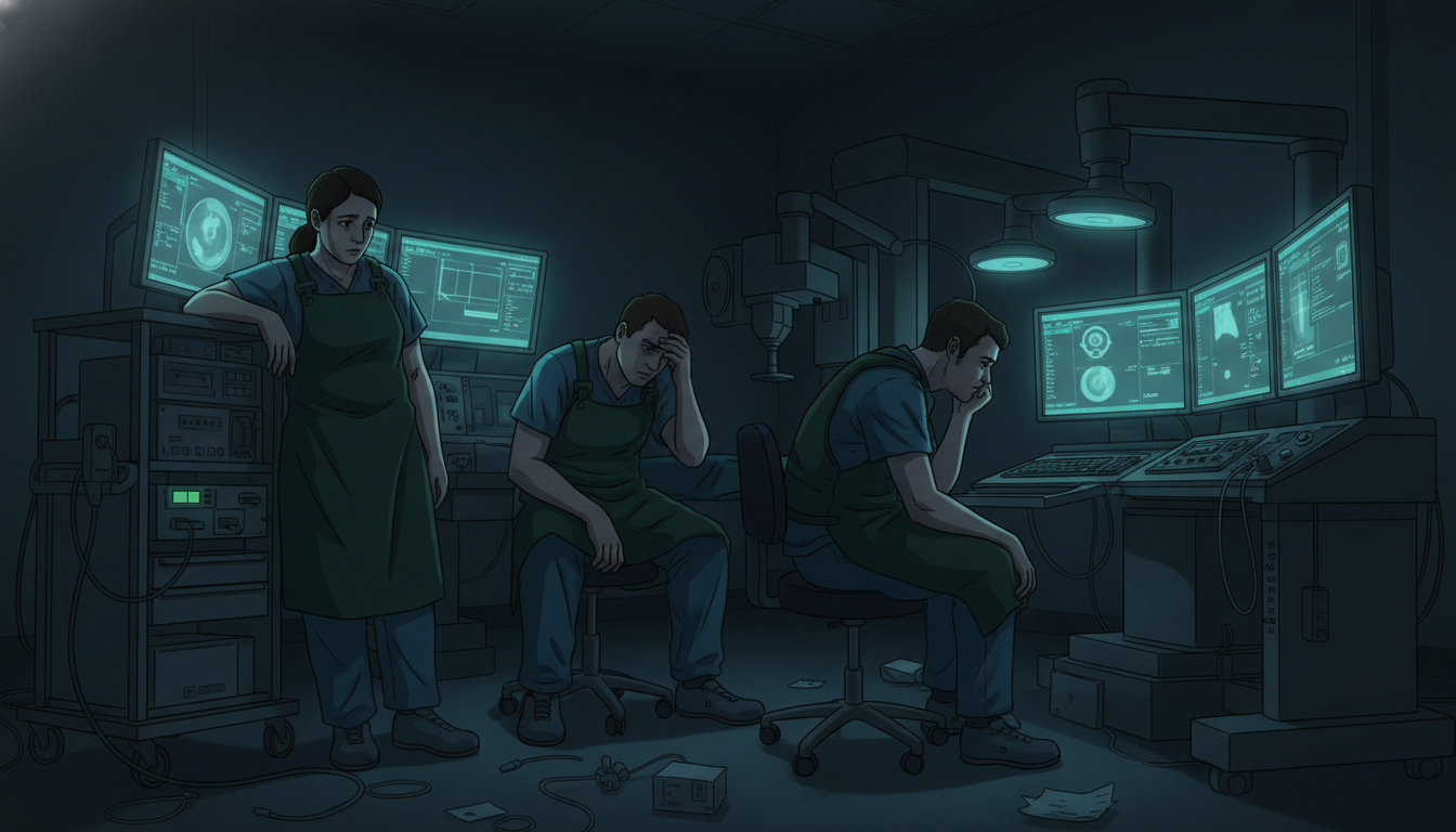 Interventional radiology residents during a tense call night Interventional radiology residents during a tense call night - US citizen IMG for Resident Turnover Warning Signs for US Citi