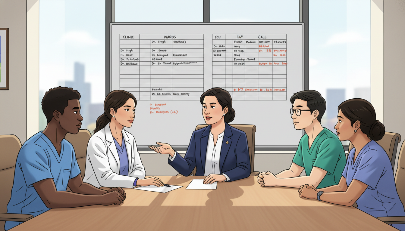 Medicine-pediatrics residents discussing concerns with program director Medicine-pediatrics residents discussing concerns with program director - US citizen IMG for Identifying Malignant Programs f