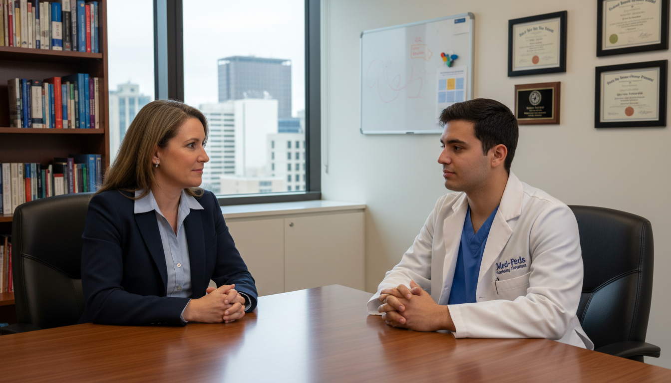 Med-Peds program director and resident having an honest discussion Med-Peds program director and resident having an honest discussion - US citizen IMG for Resident Turnover Warning Signs for U