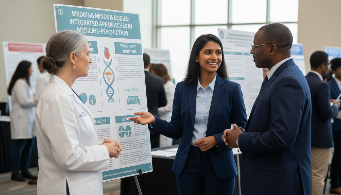 US citizen IMG presenting a Med-Psych research poster - US citizen IMG for Research Profile Building for US Citizen IMG in Me