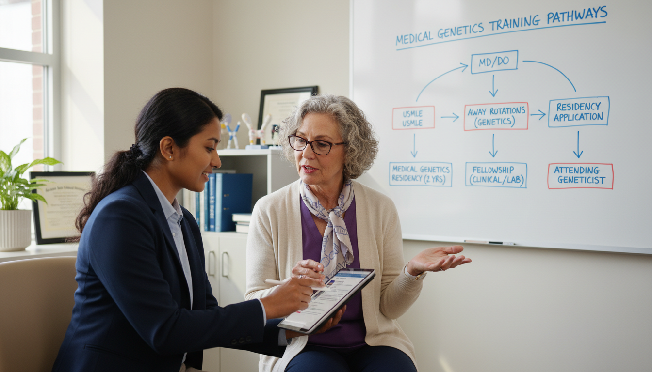 US citizen IMG discussing career plans in medical genetics with a mentor US citizen IMG discussing career plans in medical genetics with a mentor - US citizen IMG for Away Rotation Strategy for US C