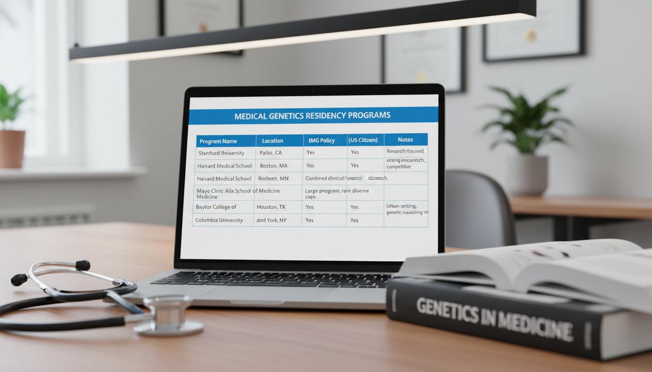 Residency program research spreadsheet with medical genetics programs - US citizen IMG for How to Research Programs for US Ci
