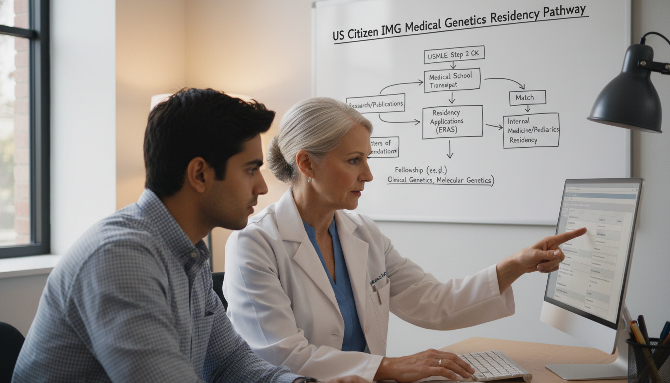 Mentor advising a US citizen IMG on medical genetics residency applications - US citizen IMG for Step Score Strategy for US C
