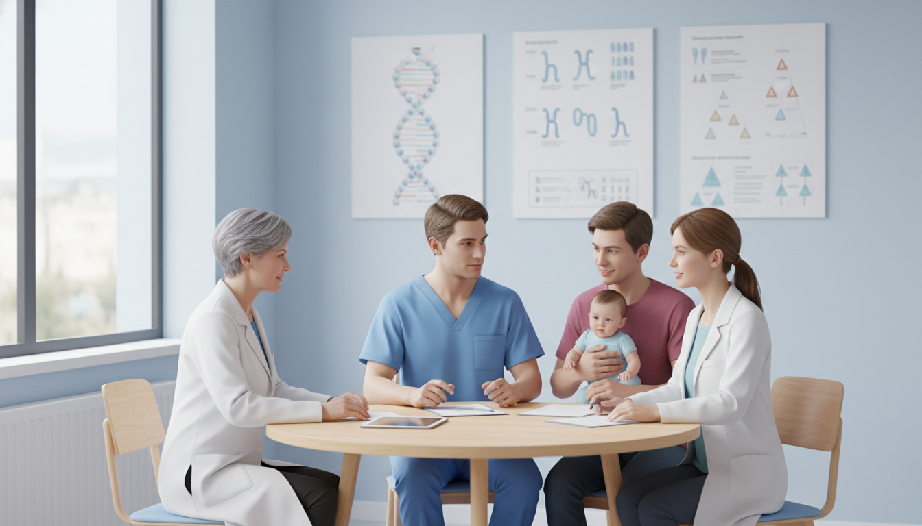 Medical genetics team consulting with a patient in an outpatient clinic Medical genetics team consulting with a patient in an outpatient clinic - US citizen IMG for Work-Life Balance Assessment for