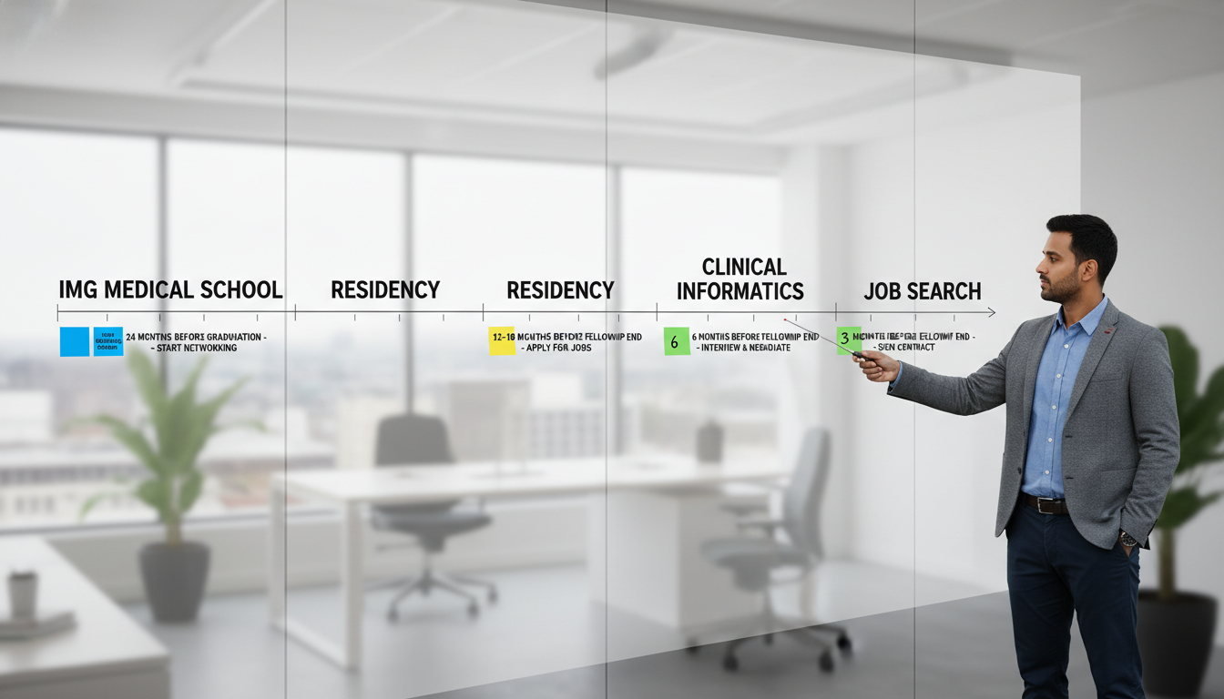 Timeline visualization for clinical informatics job search - US citizen IMG for Job Search Timing for US Citizen IMG in Clini