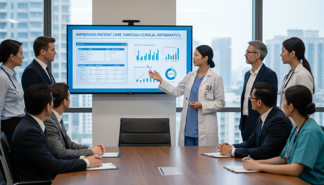 Medical trainee presenting an informatics quality improvement project to a multidisciplinary team Medical trainee presenting an informatics quality improvement project to a multidisciplinary team - US citizen IMG for Letter