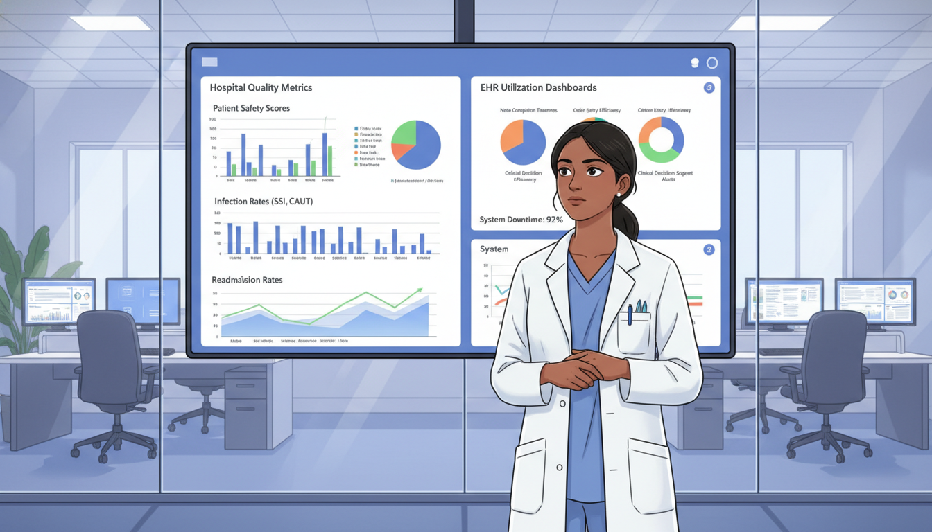 Resident physician reviewing EHR dashboards indicating program performance Resident physician reviewing EHR dashboards indicating program performance - US citizen IMG for Identifying Malignant Program