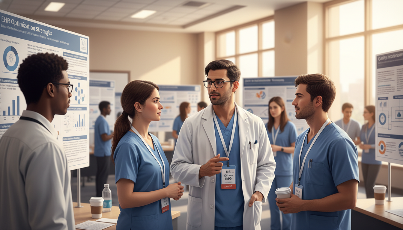 Residents and fellows networking at a clinical informatics conference - US citizen IMG for Networking in Medicine for US Citi