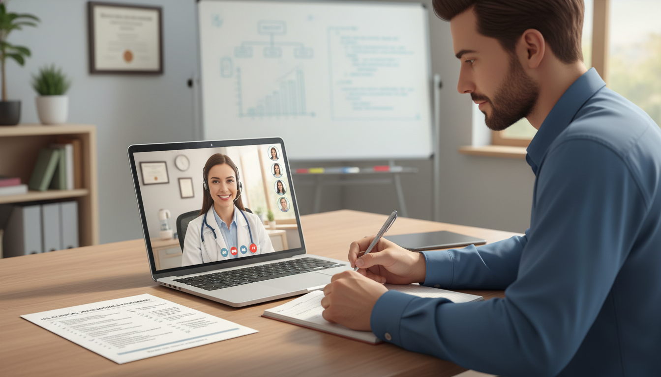 US citizen IMG on video call with resident mentor discussing clinical informatics opportunities US citizen IMG on video call with resident mentor discussing clinical informatics opportunities - US citizen IMG for How to R