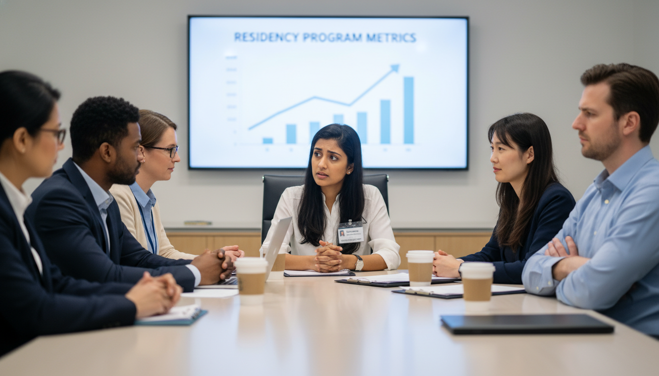 Medical residents in a group discussion with mixed emotions Medical residents in a group discussion with mixed emotions - US citizen IMG for Resident Turnover Warning Signs for US Citiz