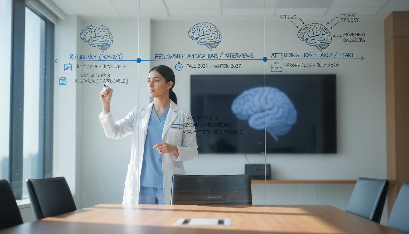 Neurology resident mapping career and job search timeline - US citizen IMG for Job Search Timing for US Citizen IMG in Neurol