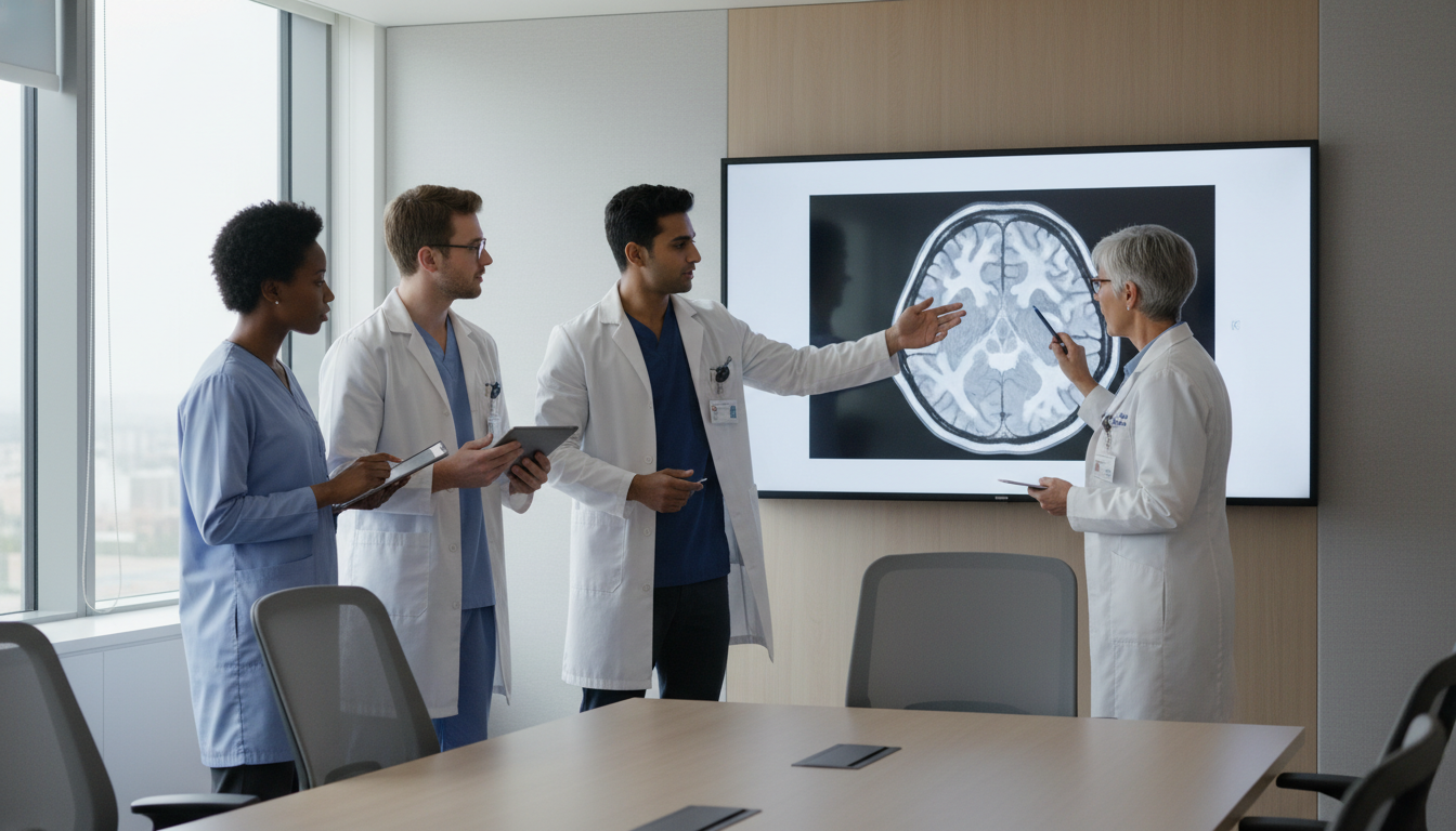 Neurology residents and attending physician reviewing a brain MRI Neurology residents and attending physician reviewing a brain MRI - US citizen IMG for How to Research Programs for US Citize
